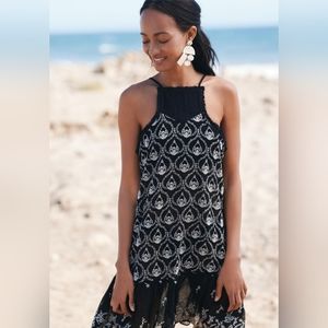 NWOT Anthropologie Sheer Embroidered Mini Dress SMALL